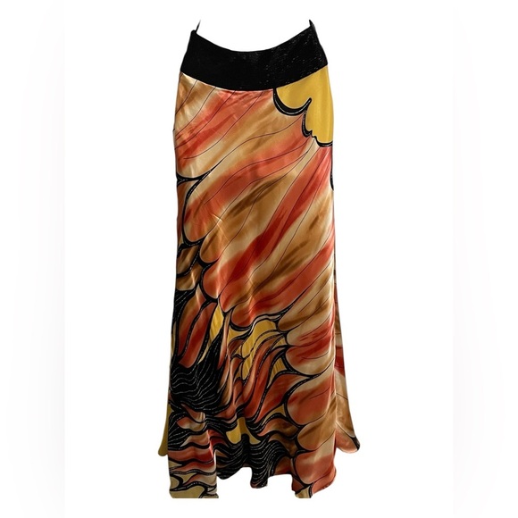 TERANI COUTURE Halter 100% Silk Dress Maxi Boho Sash Crisscross Back Size 2 - Picture 6 of 12